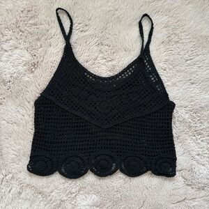 Black Crochet Crop Top